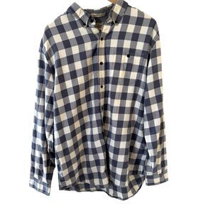 LL Bean Mens Scotch Plaid Flannel Shirt Size Large Slight Fit Grey Outdoors Prep